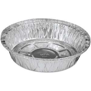 Boardwalk, Round Aluminum To-Go Containers, 24 oz, 7" Diameter x 1.47"h, Silver