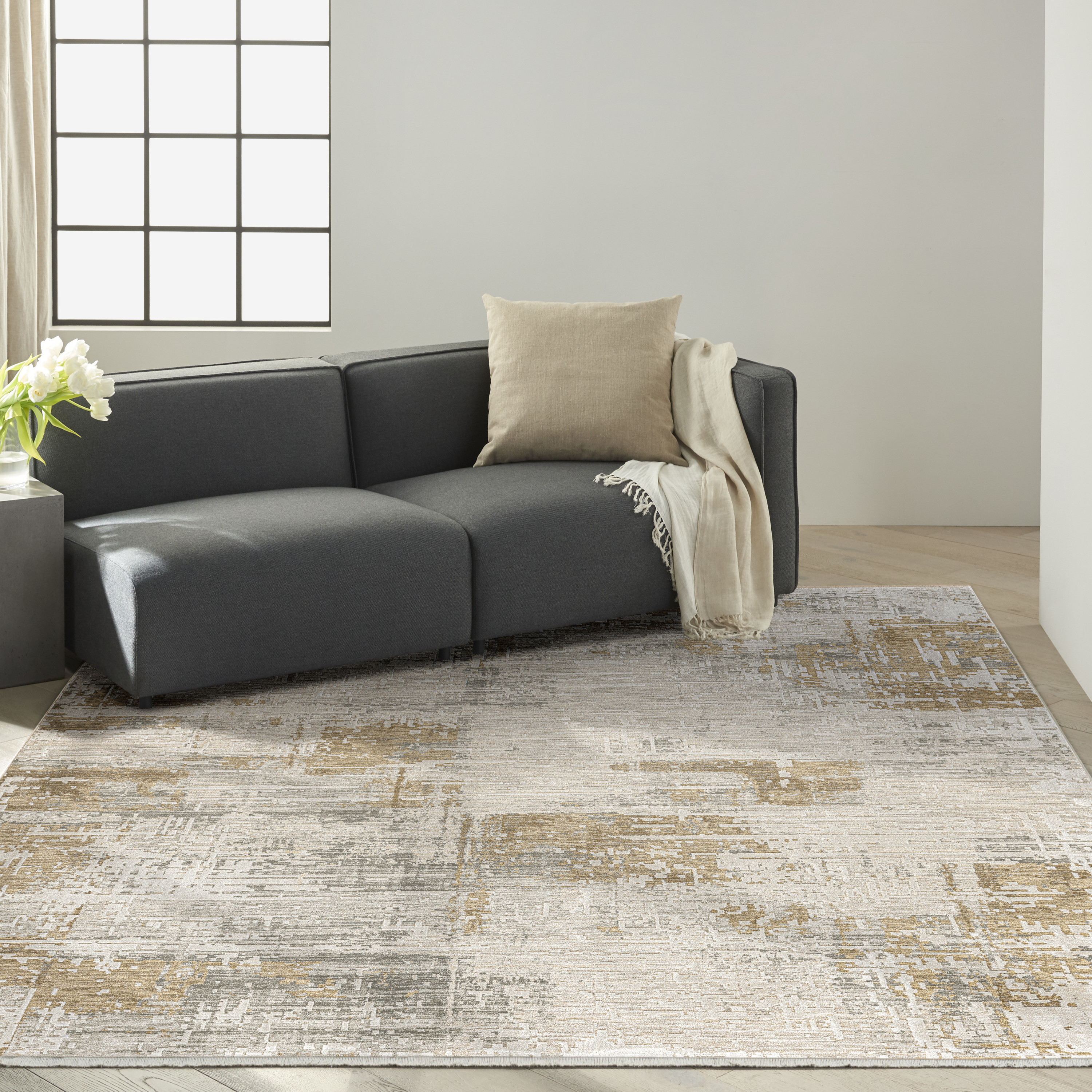 Calvin Klein CK078 Summit 7'10" x 10'2" Ivory Multicolor Modern Indoor Rug
