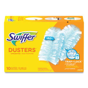 PG21459, Procter & Gamble, Swiffer, Refill Dusters, Dust Lock Fiber, Light Blue, Unscented, 10/Box, 4 Box/Carton, Fiber, Blue