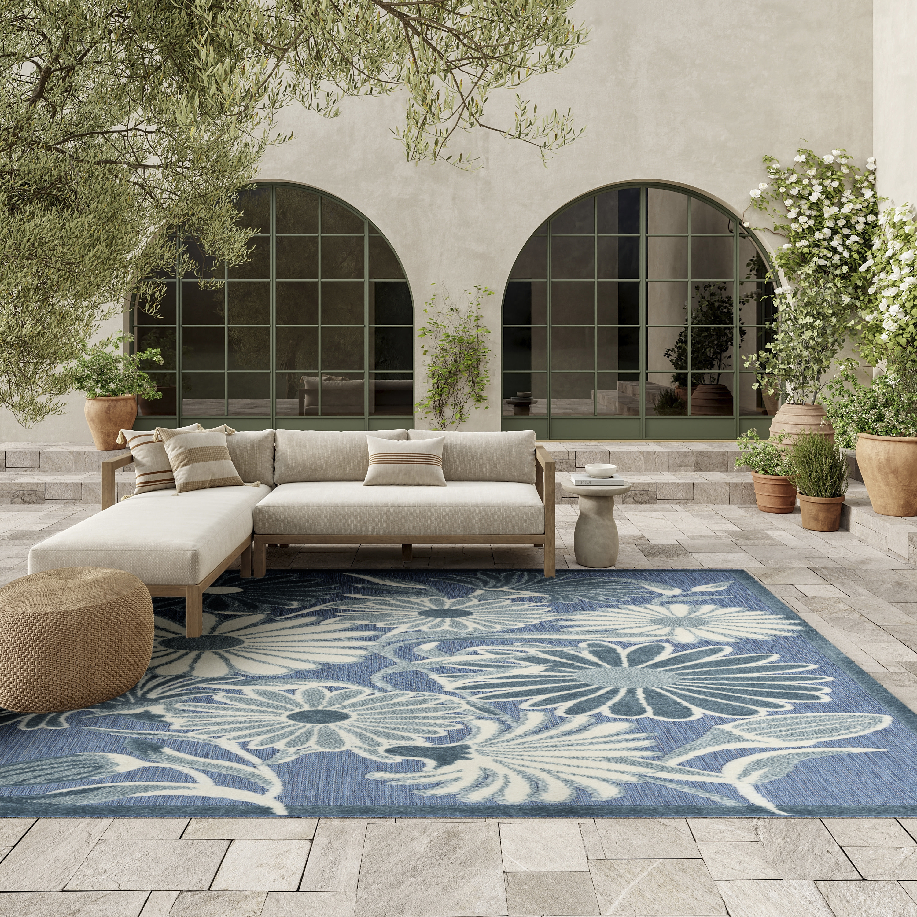Nourison Aloha 7'10" x 10'6" Blue Outdoor Rug