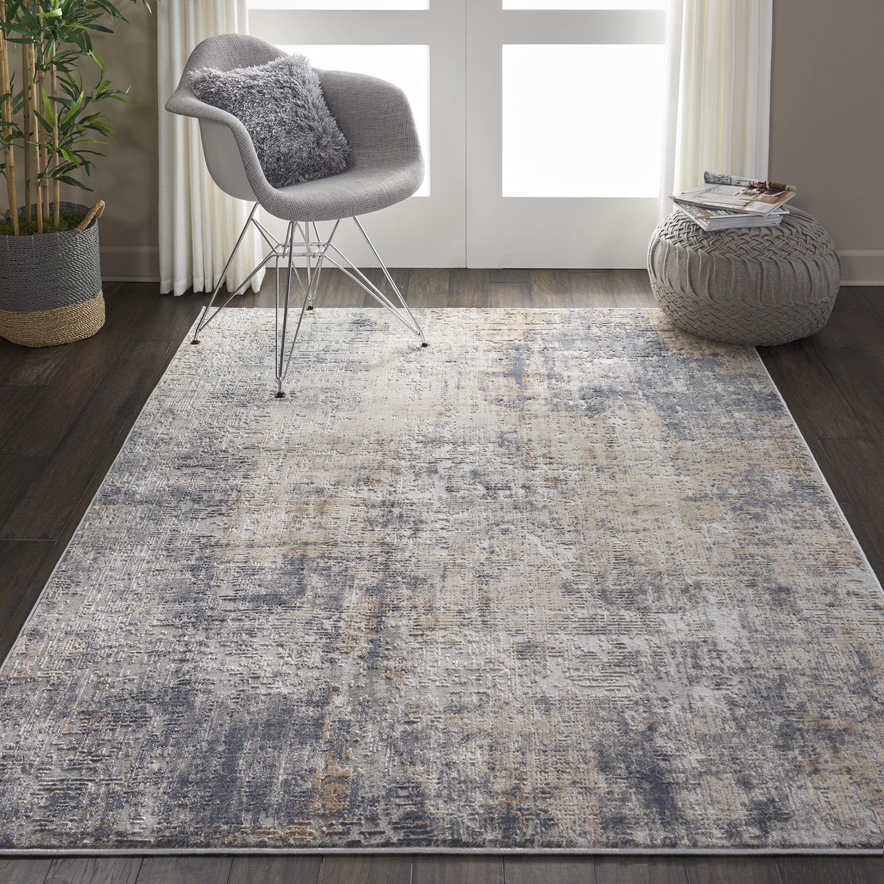 Nourison Rustic Textures 5'3" x 7'3" Grey Beige Modern Indoor Rug