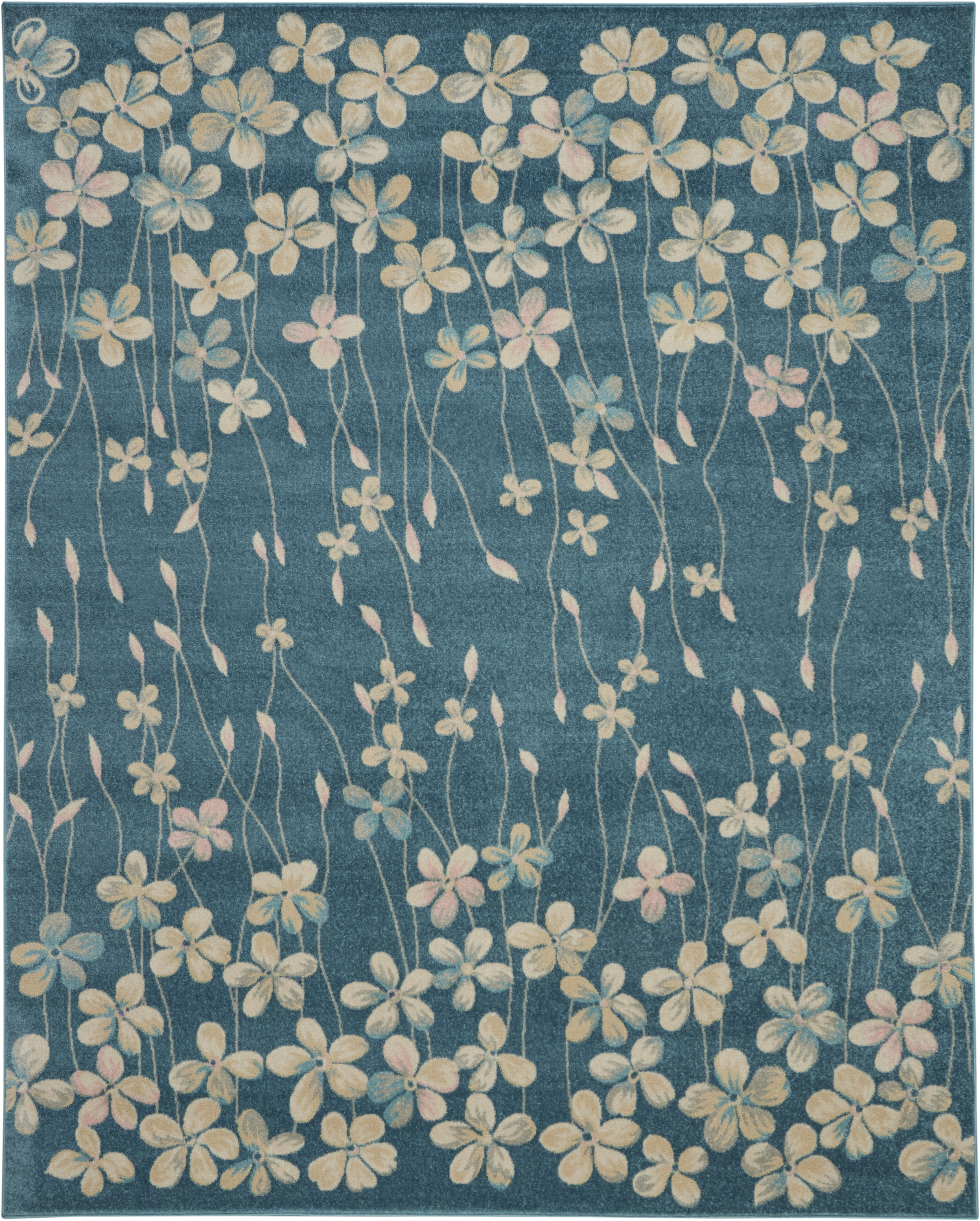 Nourison Tranquil 8'10" x 11'10" Turquoise Contemporary Indoor Rug