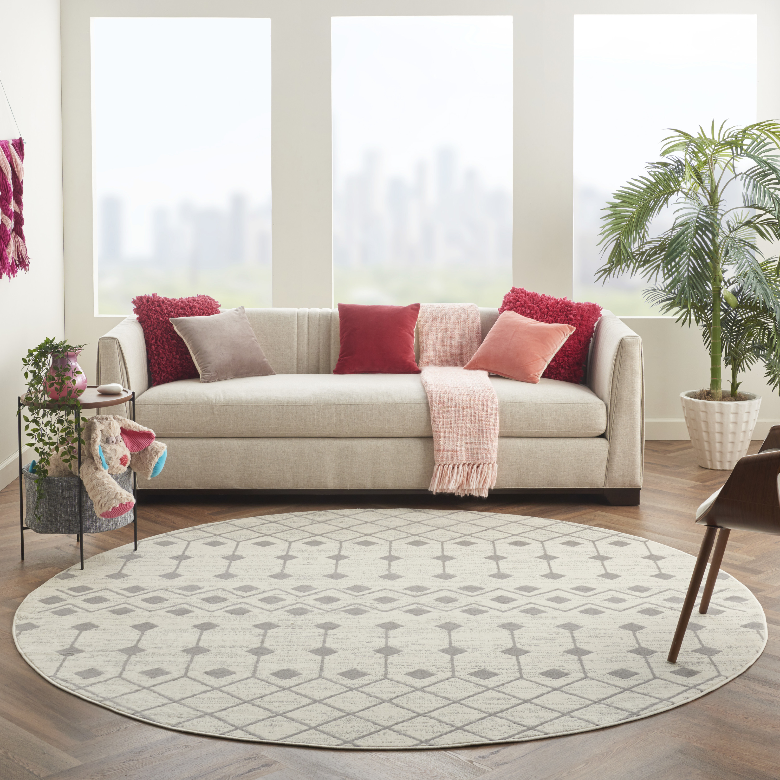 Nourison Grafix 8' x Round Ivory/Grey Bohemian Indoor Rug
