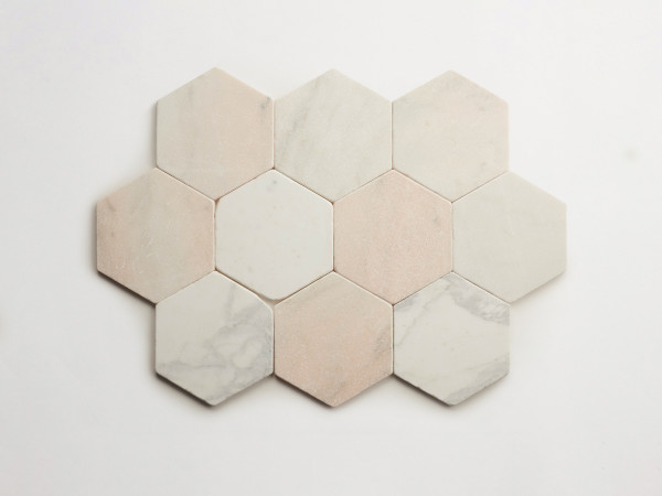 lapidary: girata | hex | pink/grey | tumbled 