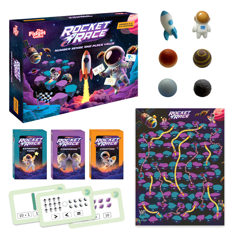 Rocket Race Number Sense & Place Value Board Game