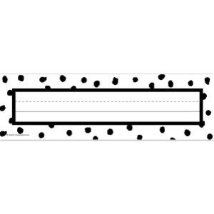 Black Painted Dots on White Flat Name Plates, 11-1/2" x 3-1/2", Pack of 36