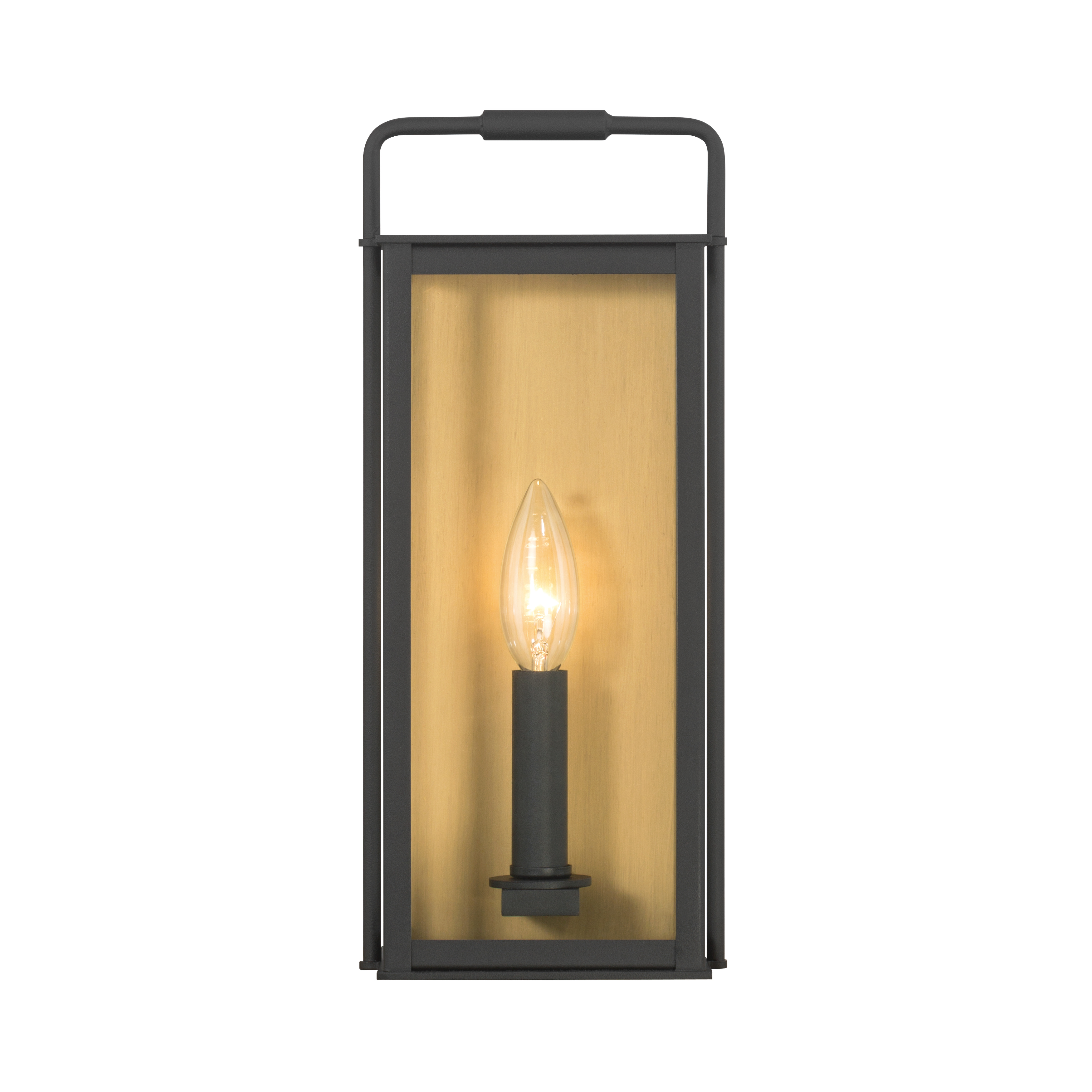 1-Light Outdoor Wall Sconce - Sand Coal Black  and Legacy Brass with Clear Glass - alternate view