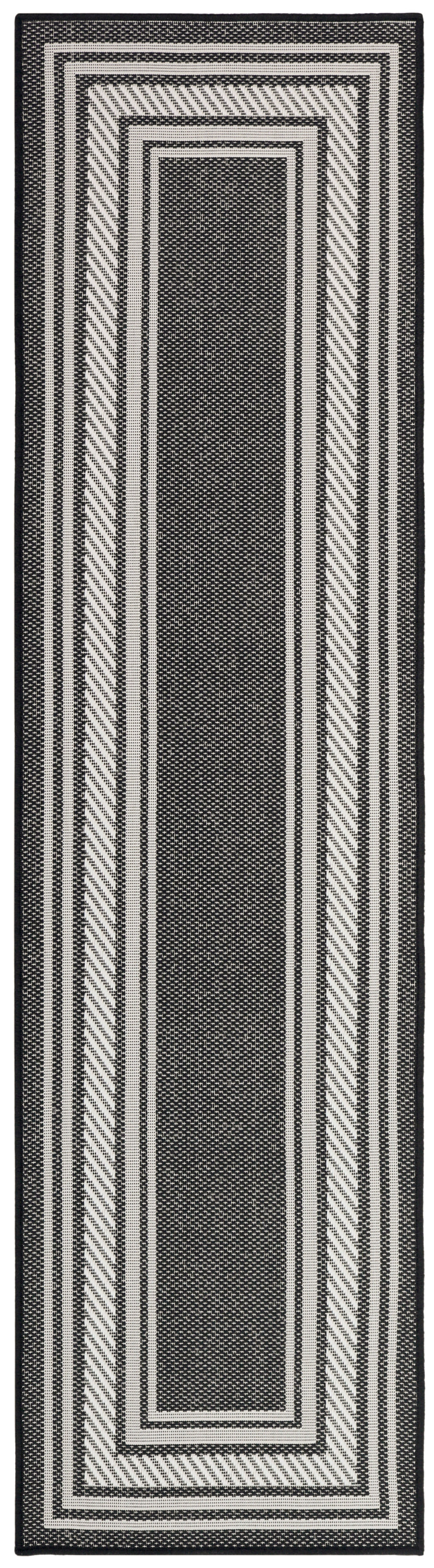 Nourison Horizon Indoor/Outdoor 2'2" x 8' Black Modern Rug