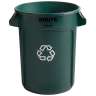 Rubbermaid Commercial, VENTED BRUTE®, Recycling, 32 gal, Resin, Green, Round, Receptacle