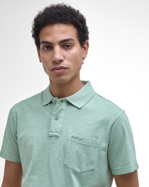 Pigment Dye Slub Polo Shirt Seagrass
