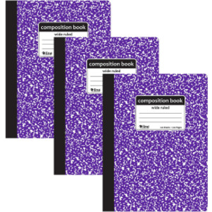 Wide-Ruled Marble Composition Books, 100 Sheets, Purple, 3-Pack