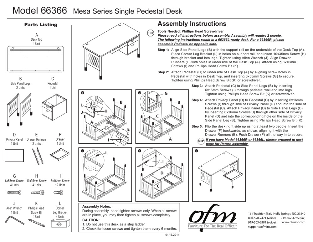 OFM Mesa Series Model 66366R L-Shaped Steel Desk with Single Pedestal