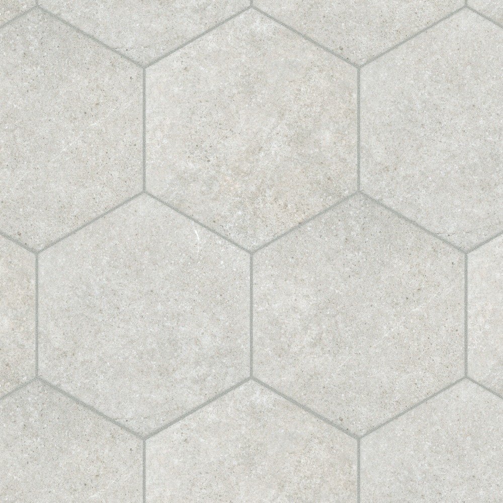 Traffic Hex Silver 8.63x9.88 Hexagon Porcelain Floor and Wall Digital Pattern