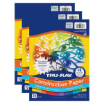 Tru-Ray&reg; Construction Paper, Heavyweight, Color Wheel Assortment, 12 Vibrant Colors, 12" x 18", 72 Sheets Per Pack, 3 Packs PAC6577-3