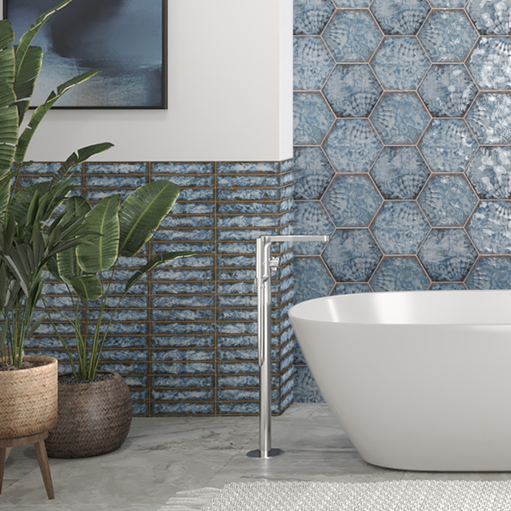 Gaudi React Brick Marina 2-3/8 in. x 9-3/4 in. Porcelain Floor and Wall Tile