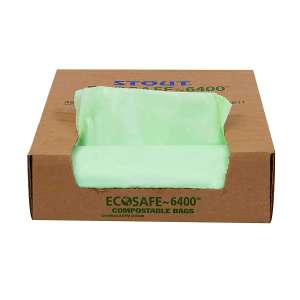Envision,  EcoSafe-6400 LLDPE Compostable Liner, 30 gal Capacity, 30 in Wide, 39 in High, 11 Mils Thick, Green