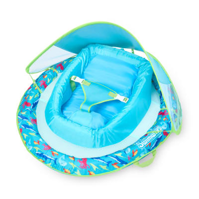 SwimWays Infant Spring Float, Baby Pool Float with Canopy, Swim Training PFD, Swimming Pool Accessories for Babies 3-9 Months