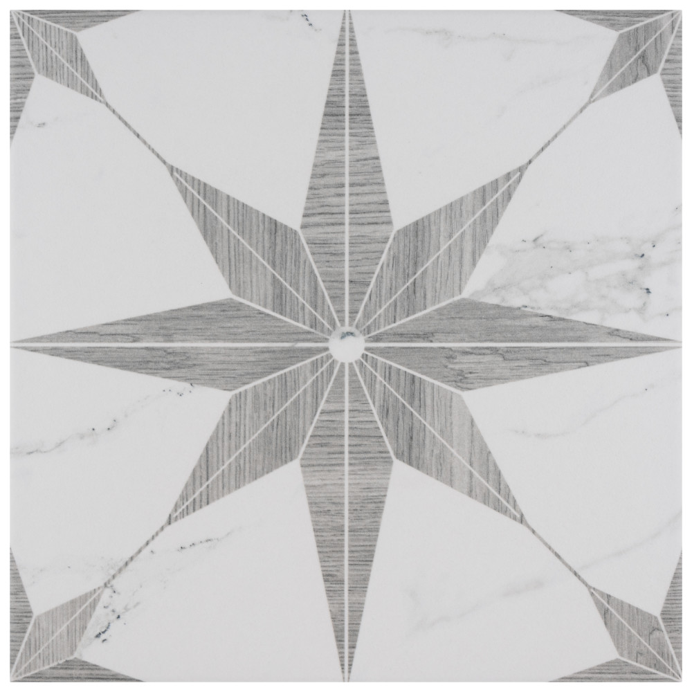 Llama Stella Loire Silver Smoke 9-3/4 in. x 9-3/4 in. Porcelain Floor and Wall Tile