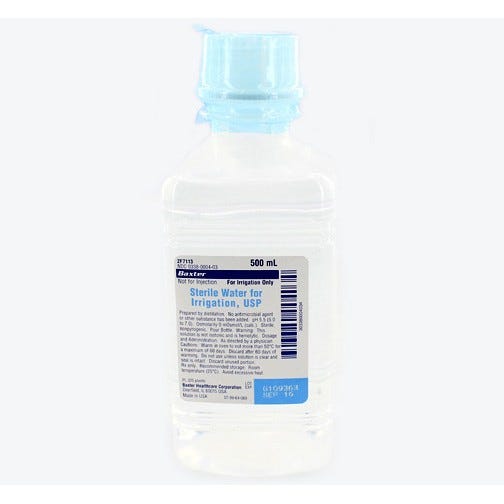 Water Sterile 500ml Plastic Pour Bottle- 18/Case