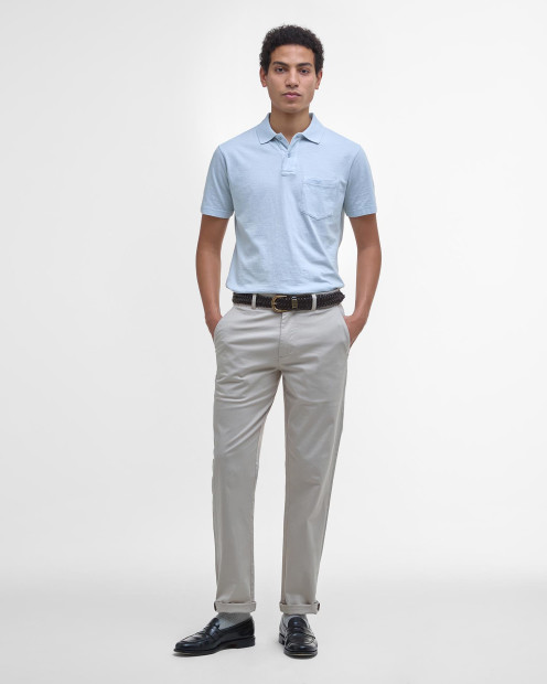 Pigment Dye Slub Polo Shirt Bleached Blue