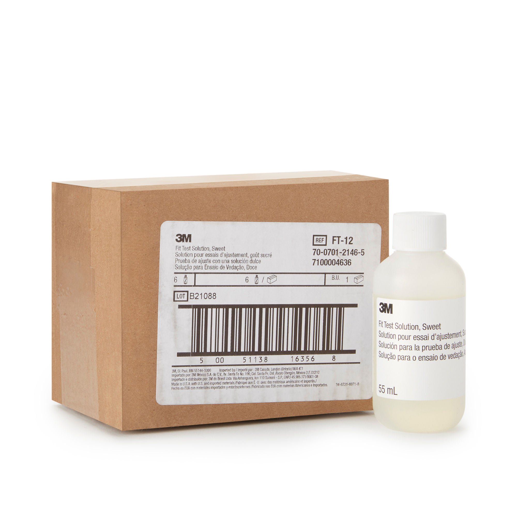 3M Sweet Fit Test Solution, Saccharin Solution, 55 mL, Clear Bottle