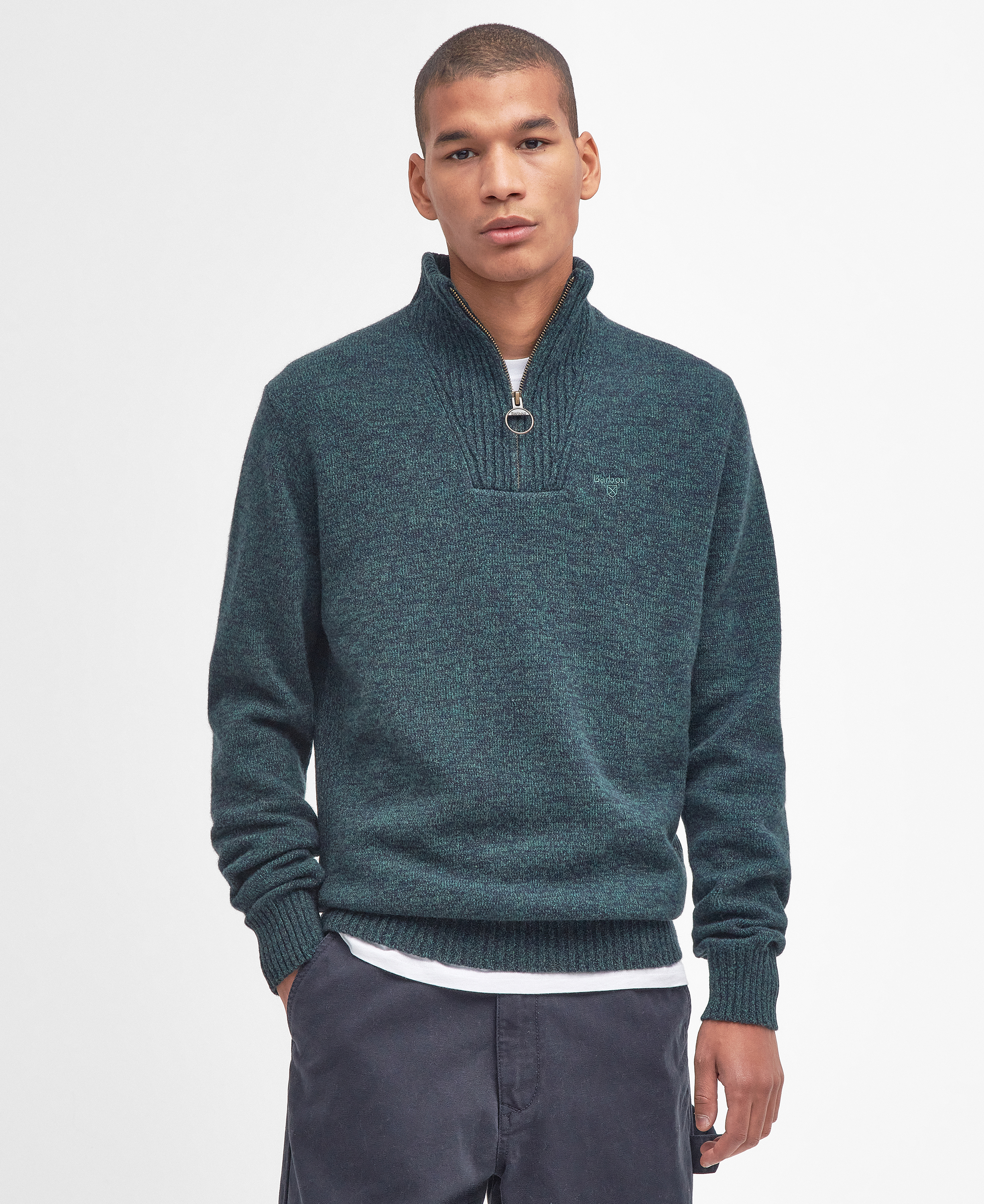 Maglione con mezza zip in lana d'agnello Essential image number 0