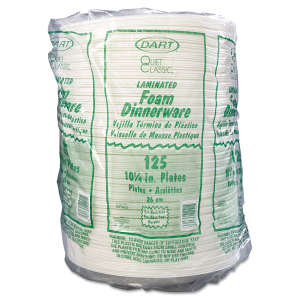 Dart, Quiet Classic Laminated Foam Dinnerware, Plate, 10.25" Dia, White