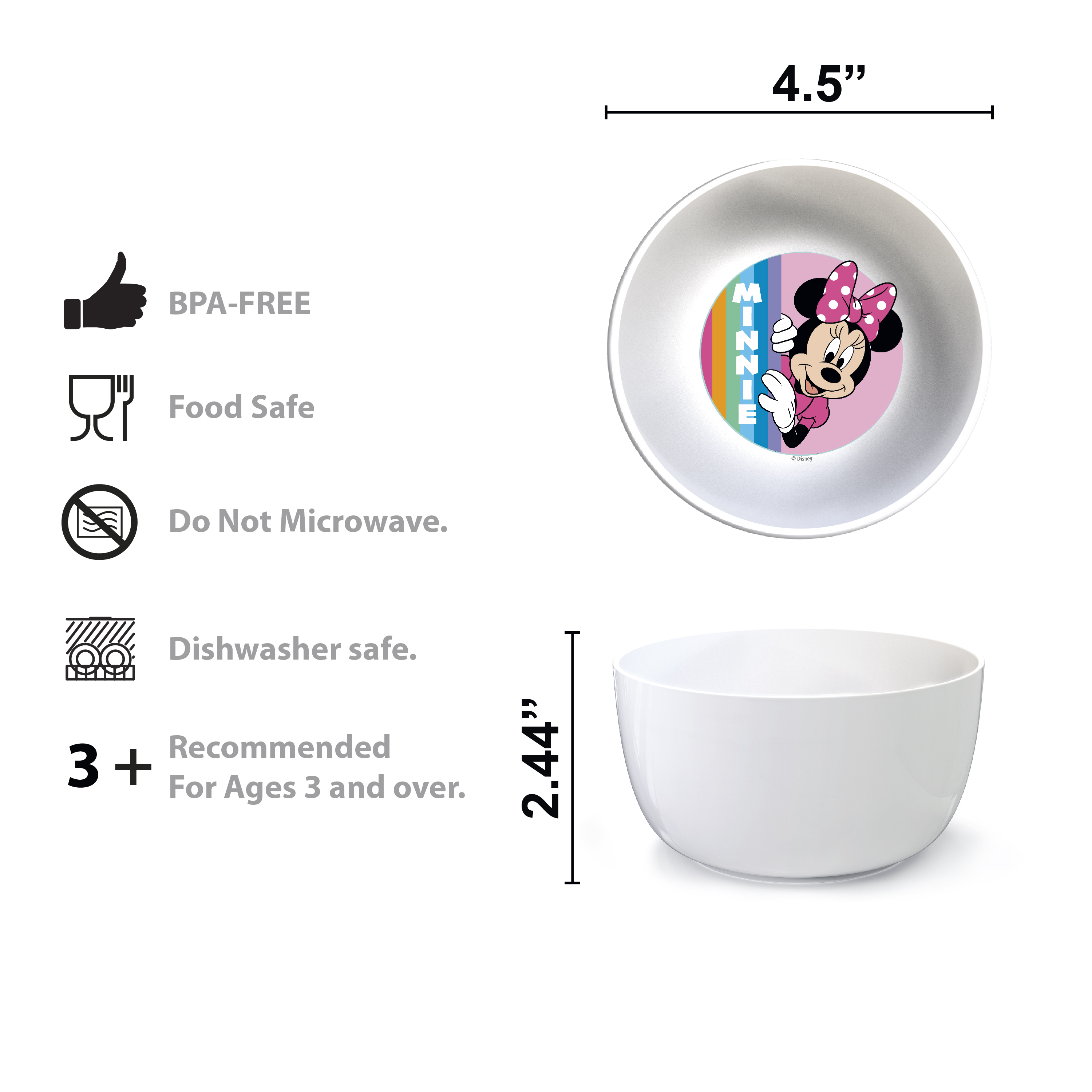 Disney Plate, Bowl, Tumbler, Water Bottle and Flatware Set for Kids, Minnie Mouse, 5-piece set slideshow image 17