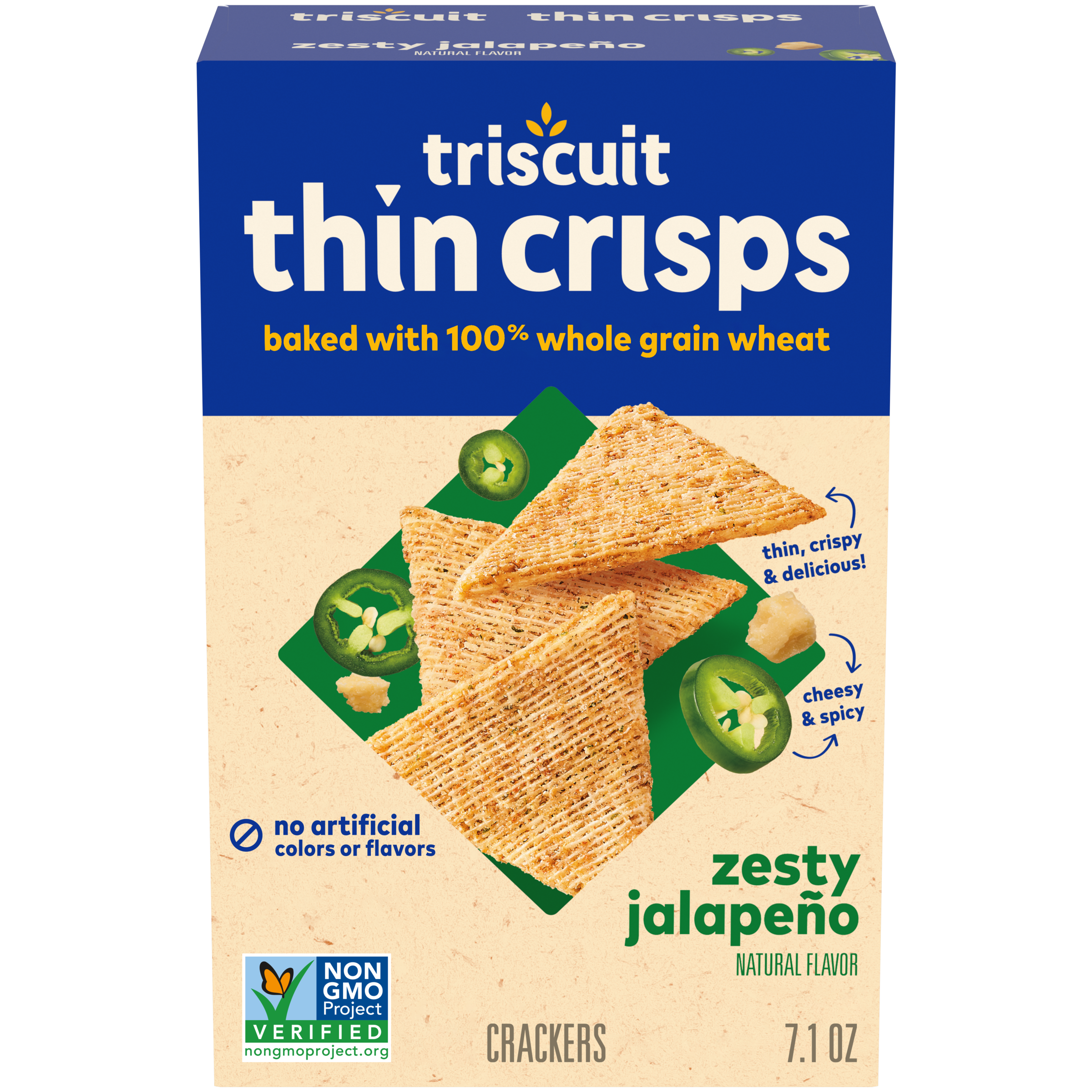 Triscuit Thin Crisps Zesty Jalapeno Whole Grain Wheat Crackers, 7.1 oz