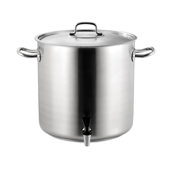 Inox-Pro olla de inducción de acero inoxidable de 28 centímetros listo en acabado satinado con grifo y tapa