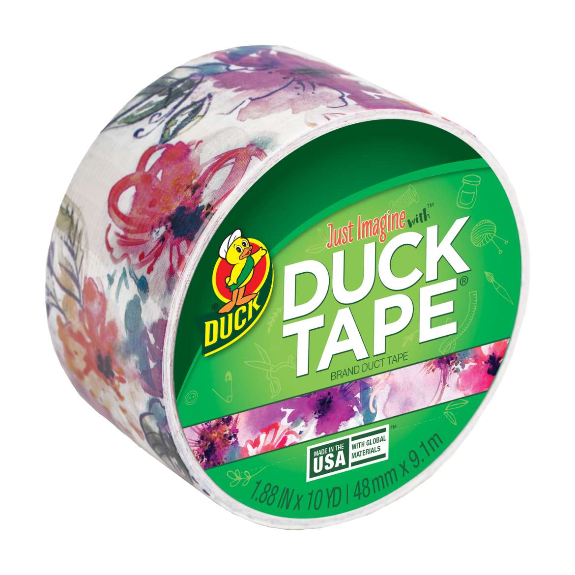 Printed Duck Tape® Brand Duct Tape - Watercolor Floral, 1.88 in. x 10 yd.