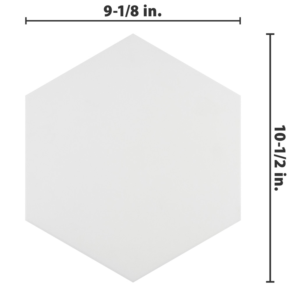 Apini Hex Matte White 9-1/8 in. x 10-1/2 in. Porcelain Floor and Wall Tile