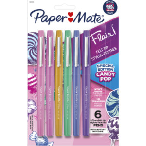 Flair Felt Tip Pens, Medium Point (0.7mm), Candy Pop Pack, 6 Count