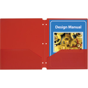 Two-Pocket Poly Portfolios with Three-Hole Punch, Red, Box of 25