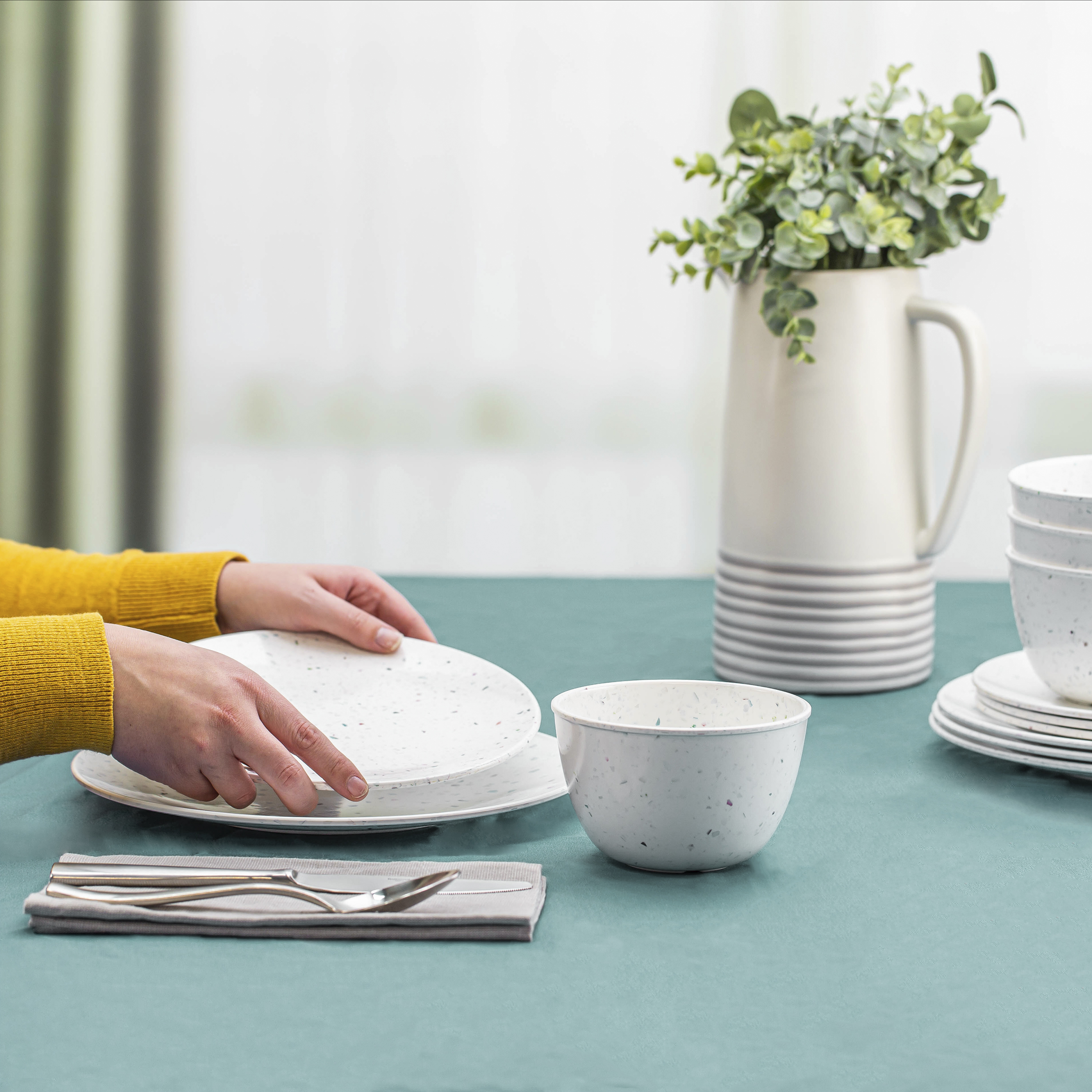 Confetti Dinnerware Set, White, 12-piece set slideshow image 5 Confetti Dinnerware Set, White, 12-piece set slideshow image 5