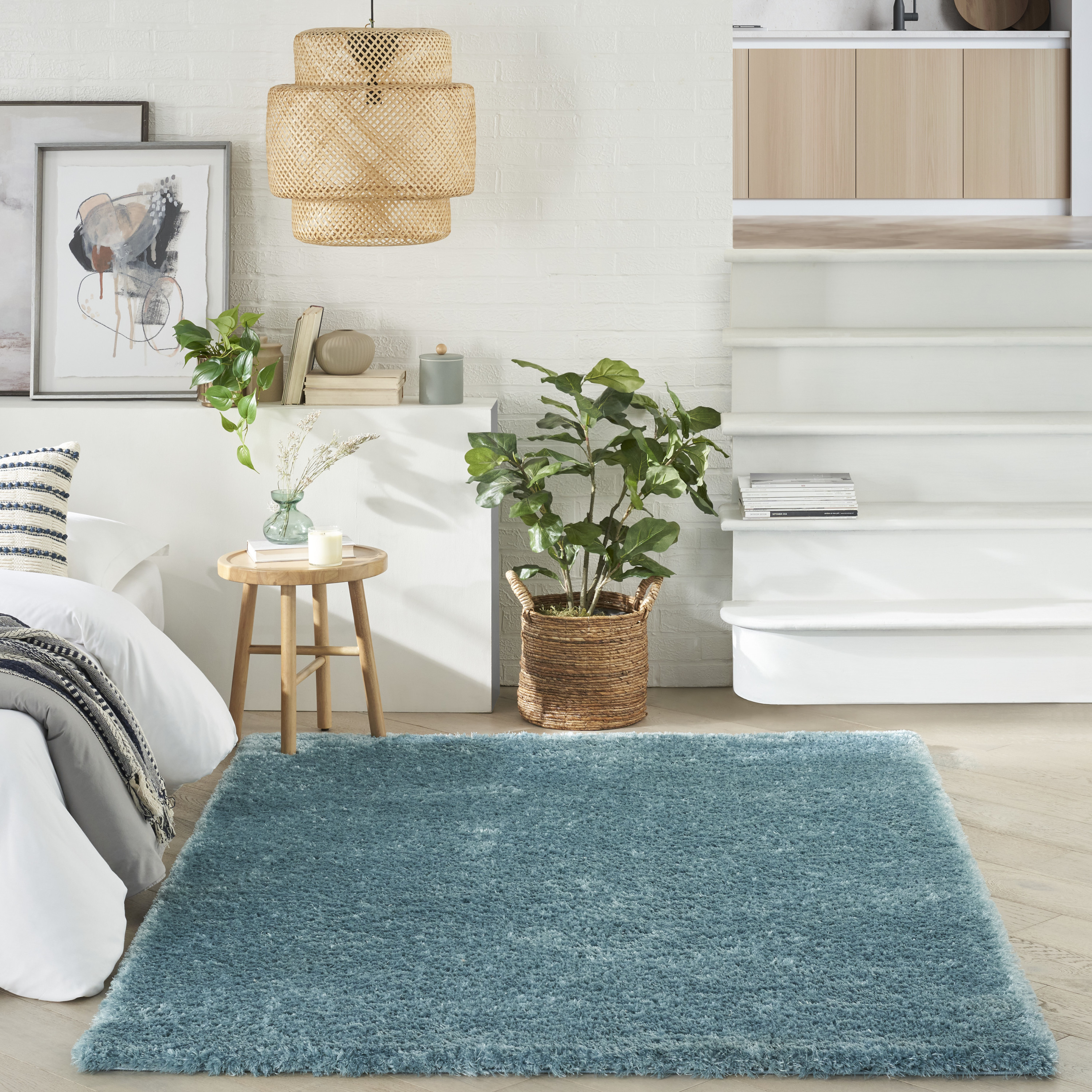Nourison Dreamy Shag 5'3" x 7'3" Aqua Shag Indoor Rug
