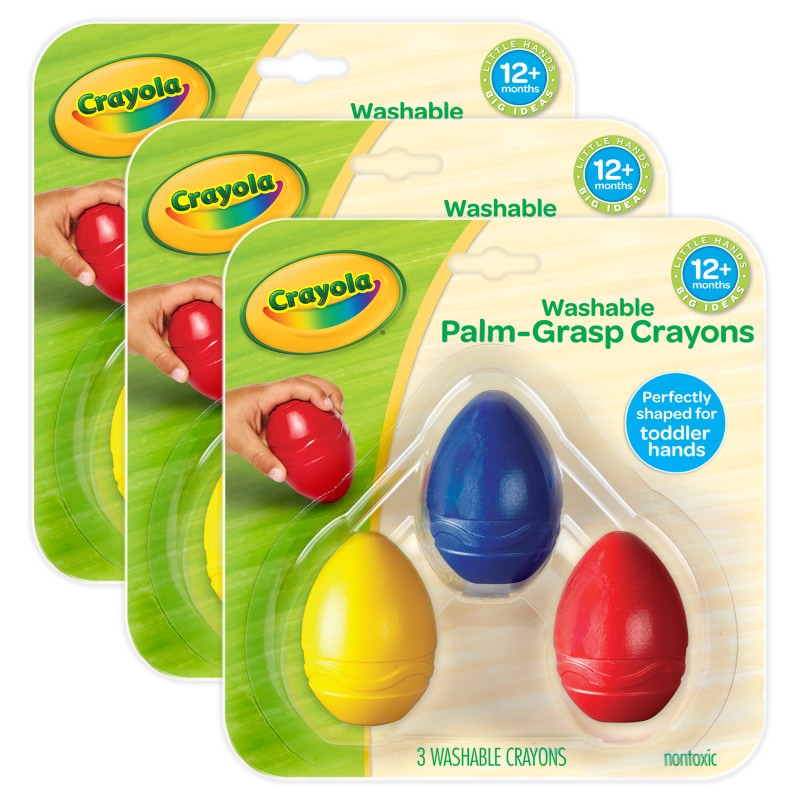 My First Crayola® Washable Palm-Grasp Crayons, 3 Per Pack, 3 Packs