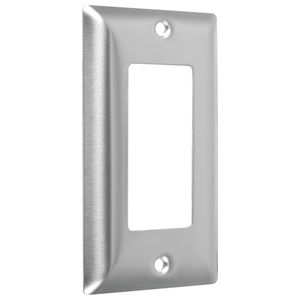 Wall Plate, Stainless Steel, 1-Gang, Standard, Decorator/Rocker, Silver