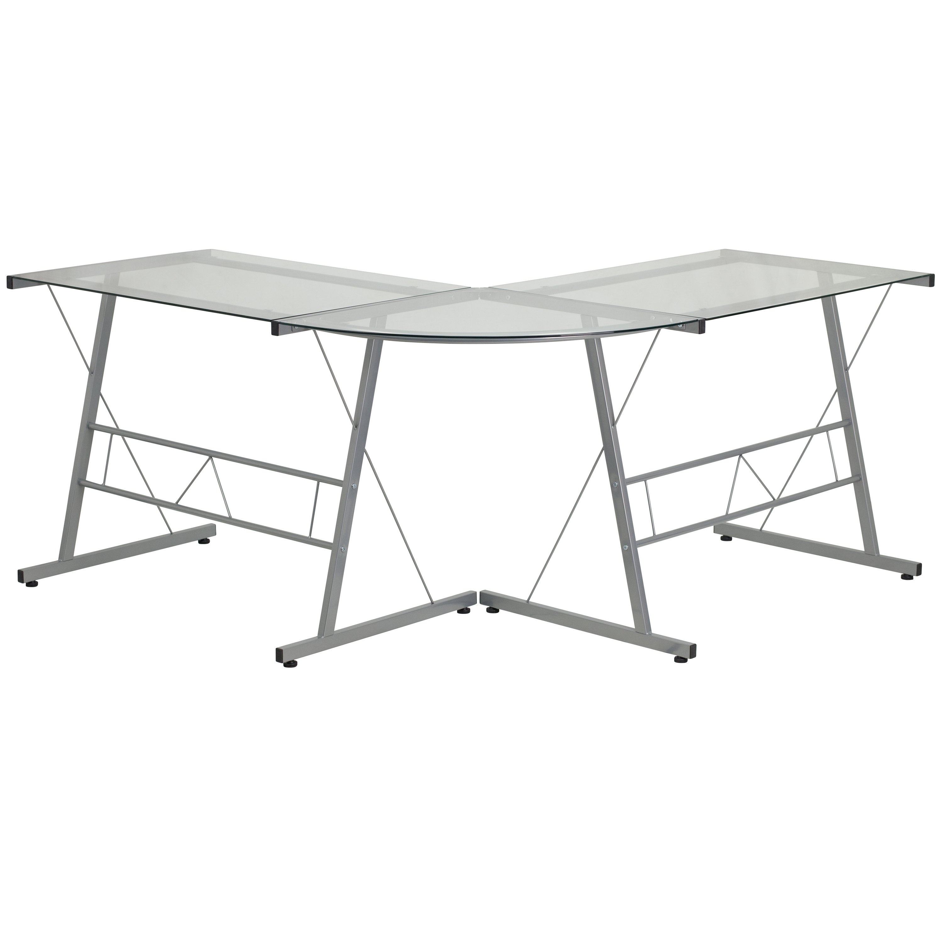 L-Shaped Computer Corner Glass Desk, Gaming Desk, Home Office Corner Desk, Clear - Picture 15 of 15