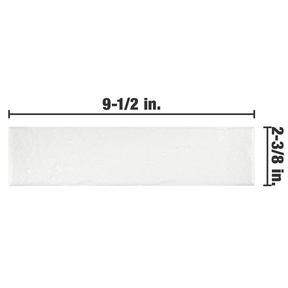 Brooklin Brick White 2-3/8 in. x 9-3/4 in. Porcelain Floor and Wall Tile