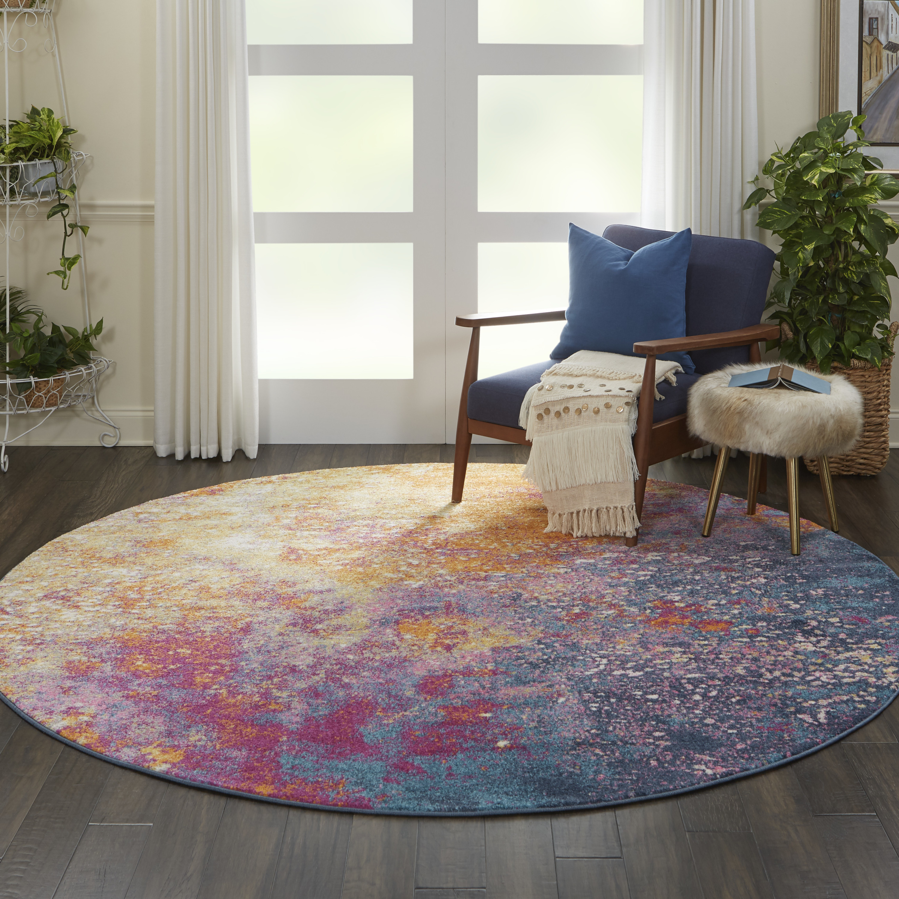 Nourison Passion 8' x Round Sunburst Modern Indoor Rug