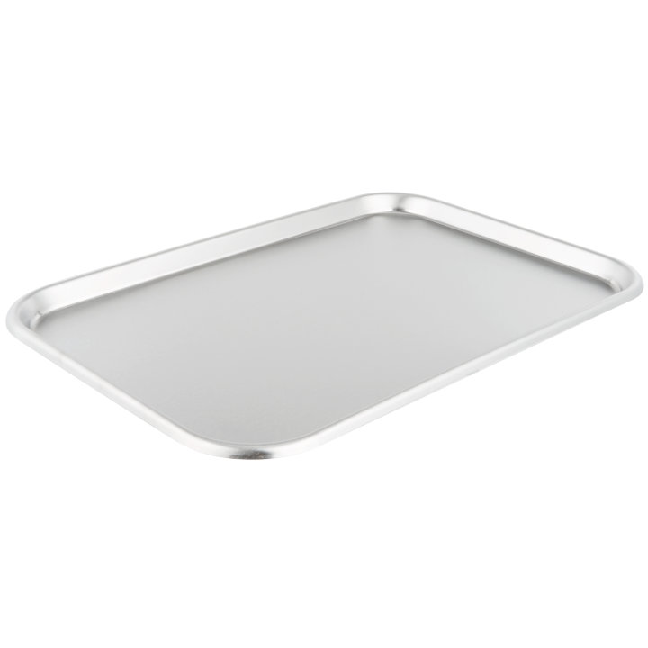 17-inch oblong stainless steel serving and display tray with satin finish
