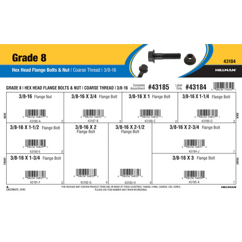 Grade 8 Hex Head Flange Bolts & Nut Assortment (3/8