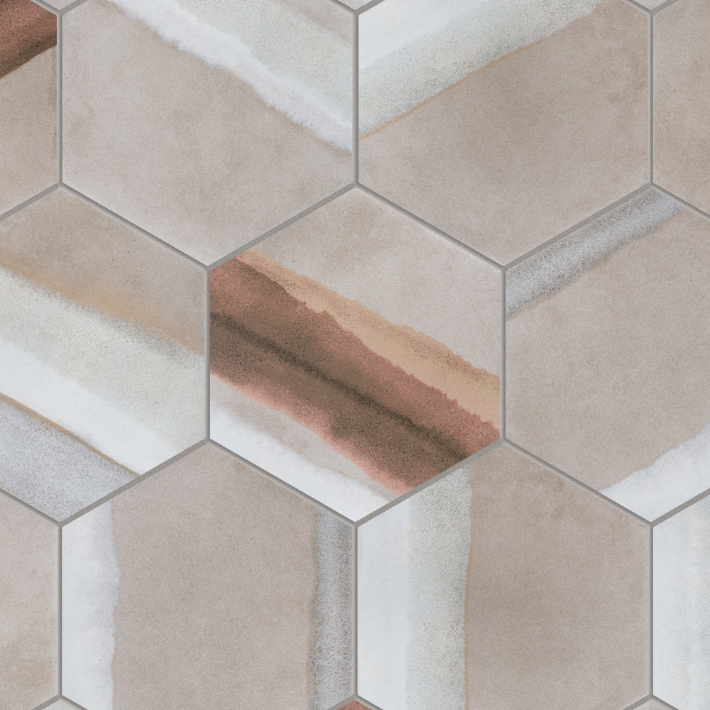 Matter Hex Canvas Taupe Red 7.88x9 Hexagon Porcelain Floor and Wall Digital Pattern