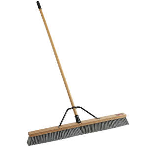 Rubbermaid Commercial, 36in, Assembled Push Broom w/ Medium Bristle, Polypropylene Bristles, Gray