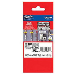 TZe Extra-Strength Adhesive Tape, 9 mm, Black On White