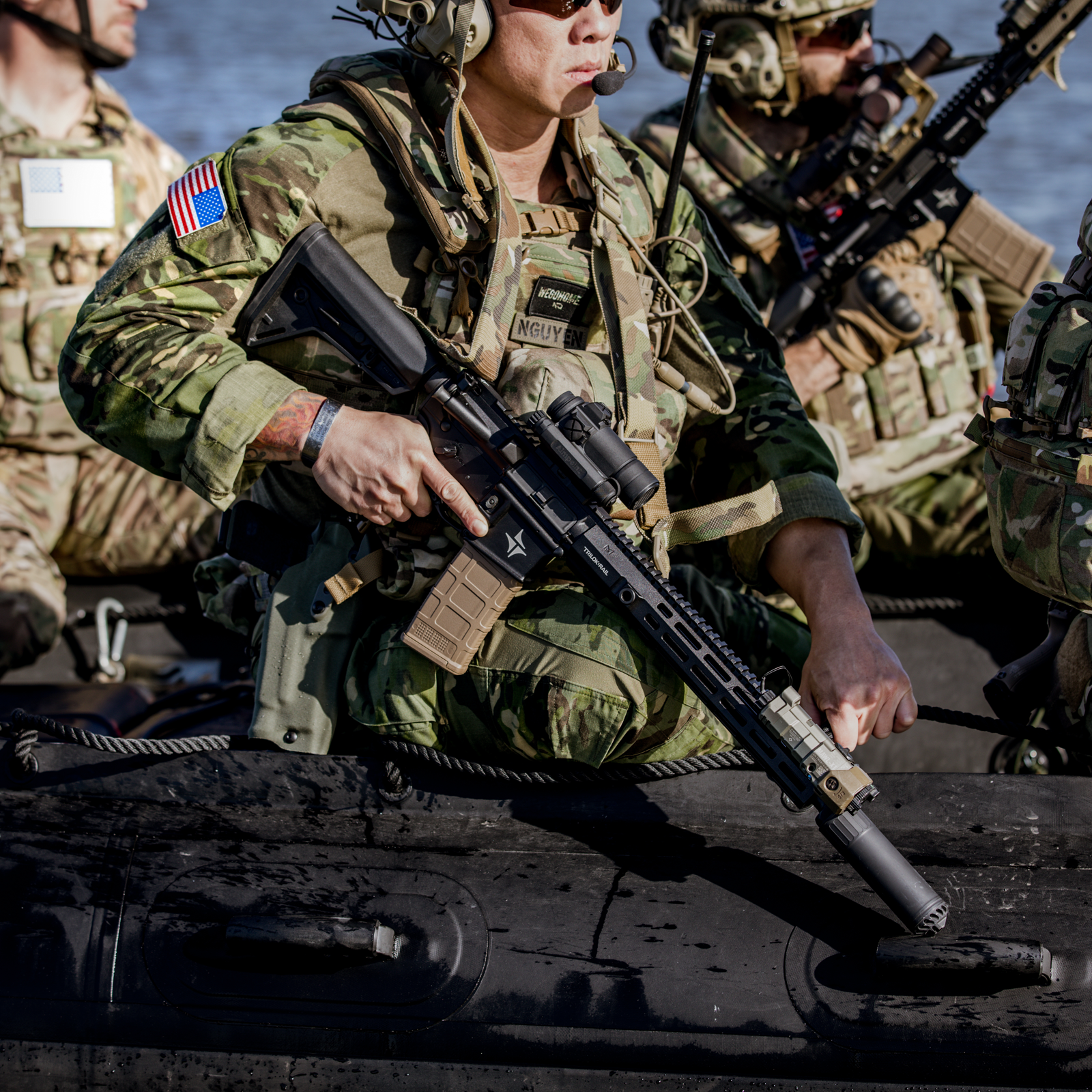 U.S. soldier with an Aimpoint-equipped rifle