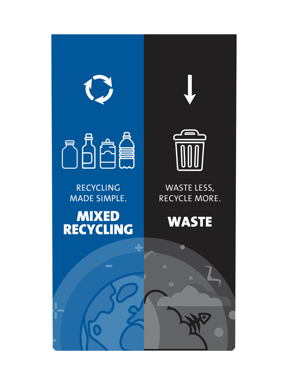 EXPRESSION – Sign – Mixed Recycling-Waste – Blue-Black