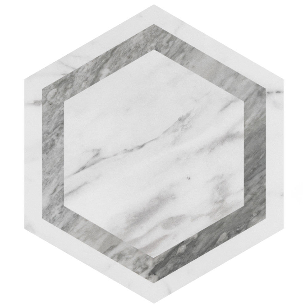 Marbilia Hex Venato Grey Geo with Biotech 11 in. x 13 in. Porcelain Floor and Wall Tile