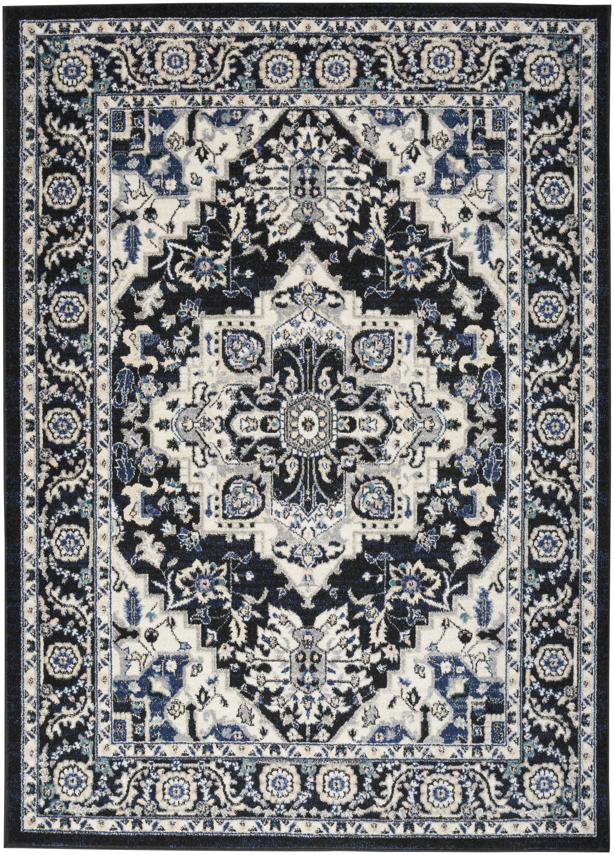 Nourison Passion 5'3" x 7'3" Black Ivory Bohemian Indoor Rug